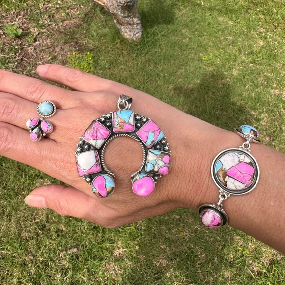 Sterling Silver and Cotton Candy Turquoise Set
